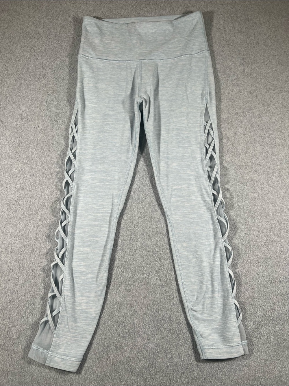 Victoria’s Secret Sport Leggings Womens 10 Blue Criss Cross Mesh Crop Yoga